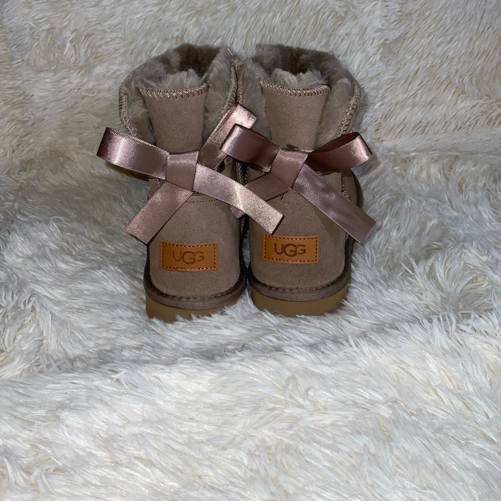 UGG Beige Boots with Satin Bow